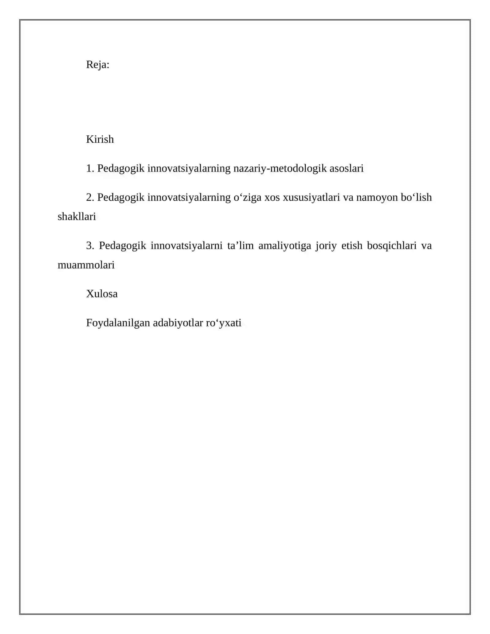 Pedagogik innovatsiyaning o‘ziga xos xususiyatlari 2