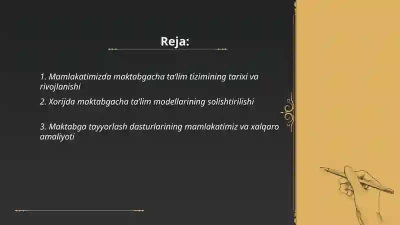 Maktabgacha ta'lim va maktabga tayyorlash tizimi 2