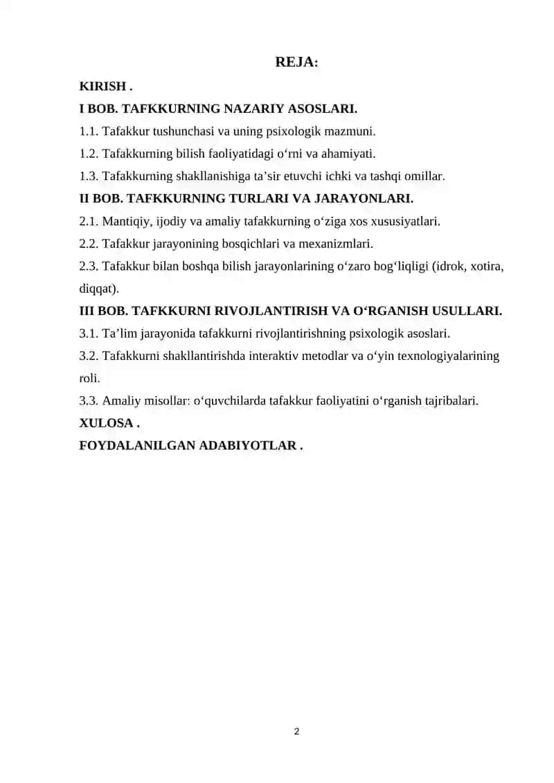 Tafakkurni bilish faoliyati sifatida o'rganish 2