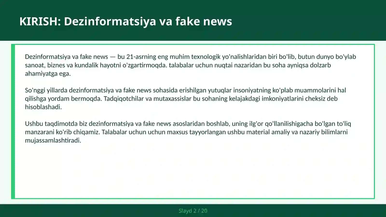 DEZINFORMATSIYA VA FAKE NEWS 2