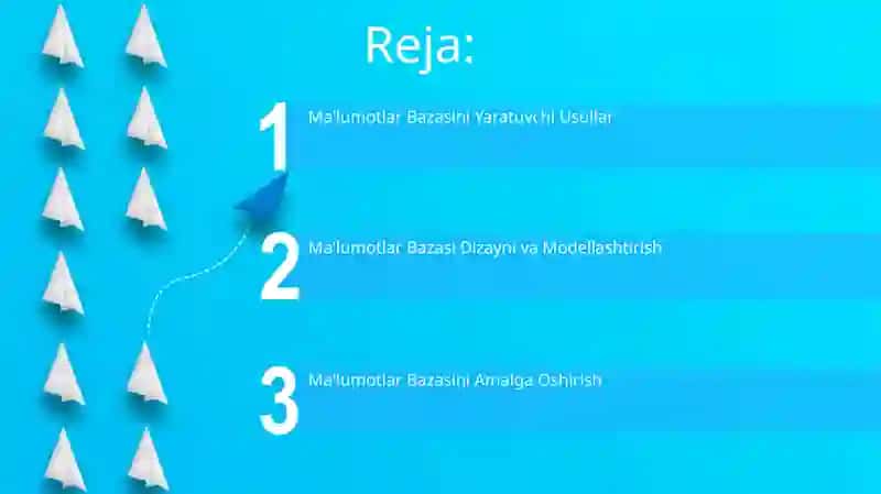 Ma’lumotlar bazasini yaratish usullari 2