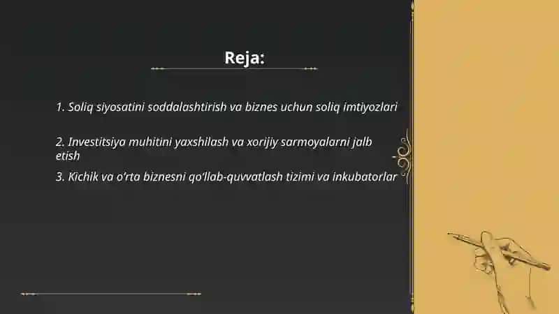 Oʻzbekistonda biznes faoliyatini amalga oshirish rivojlantirish 2