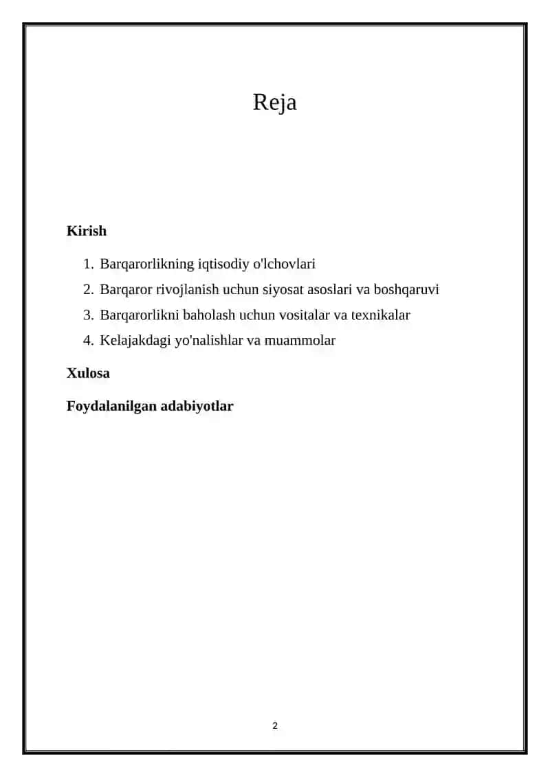 BARQAROR RIVOJLANISH VA UNING EKOLOGIK JIHATLARI 2
