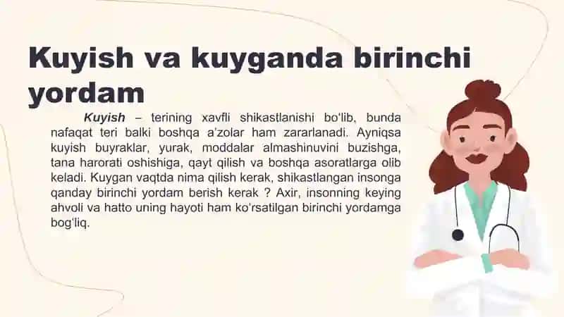 Kuyish va kuyganda birinchi yordam 2