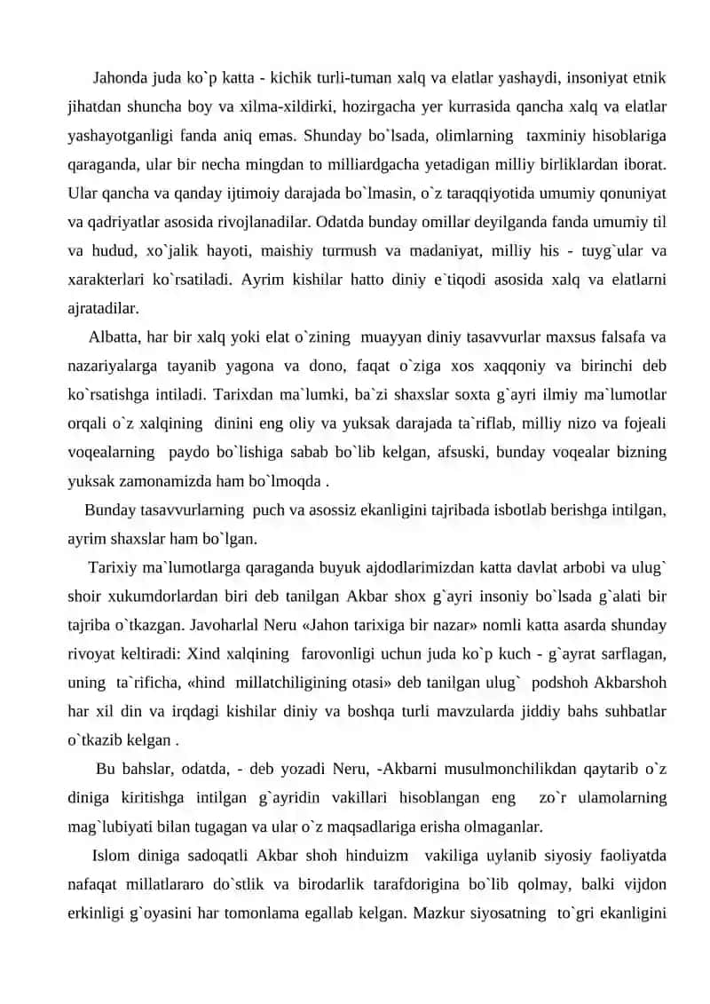 "Jahonda xalqlar va elatlarning paydo bo`lishi" 2