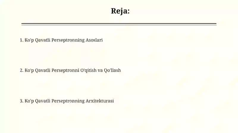 Ko'p Qavatli Perseptron 2
