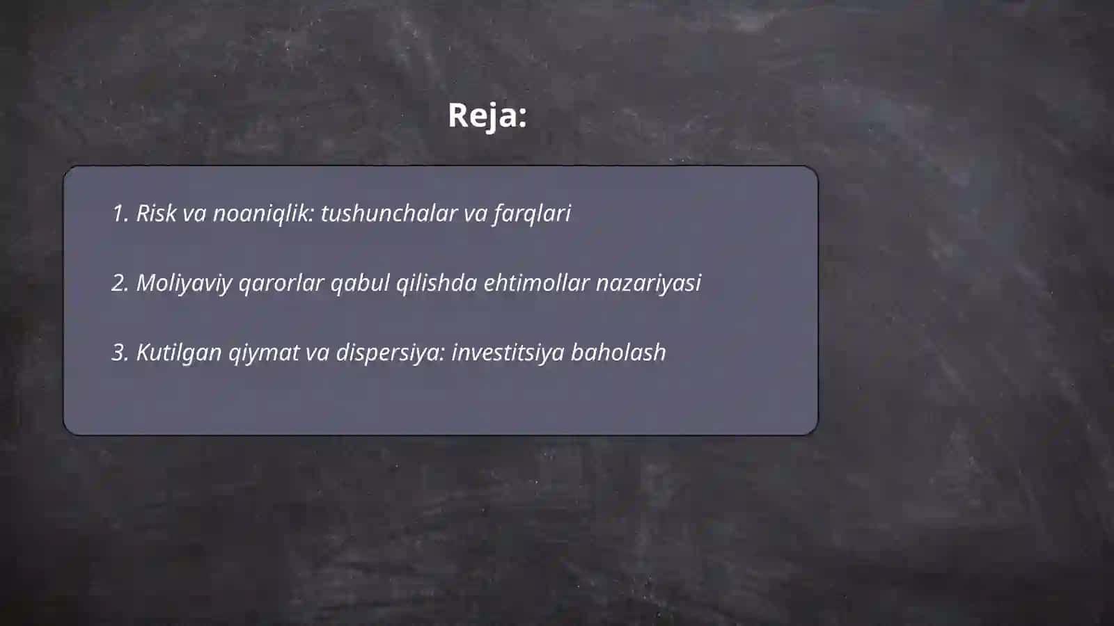 Moliyaviy qarorlar qabul qilishda risk va noaniqlik 2