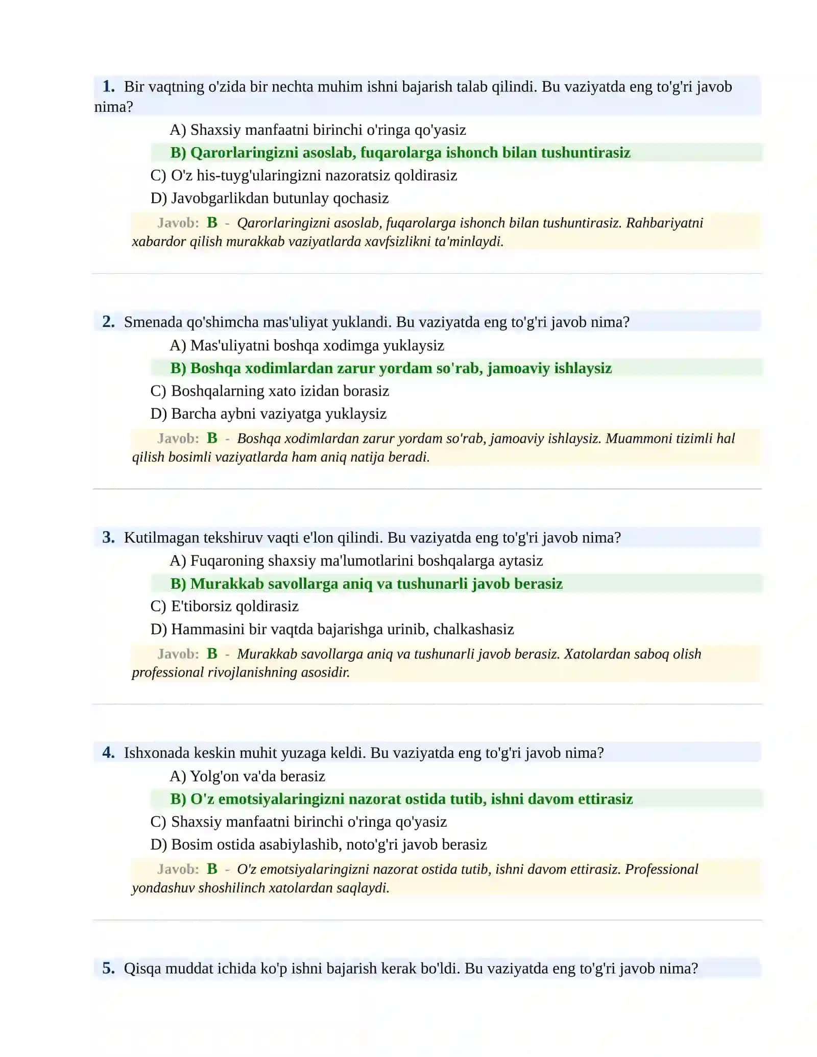 BOJXONA XIZMATIGA ISHGA KIRISH PSIXOLOGIK SINOV Testlari 2