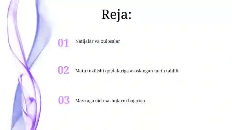 Matn Tuzilishi va Tahlil qilish 2