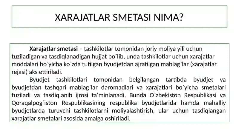 Xarajatlar Smetasi 2