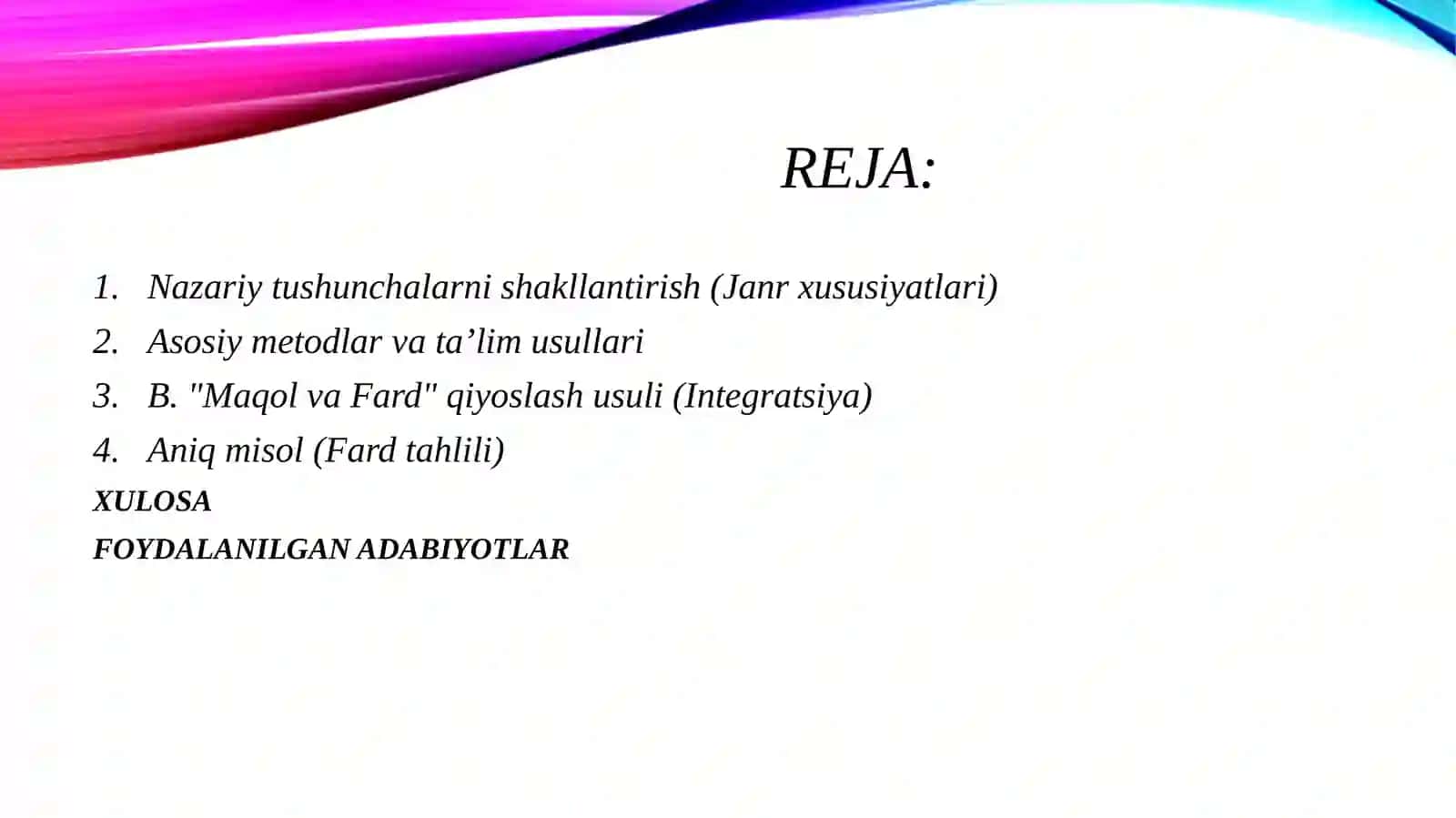 Alisher Navoiy. Qita’lar va fardlar mavzusini adabiy taʼlimda oʻrganish yoʻllari va metodlari 2