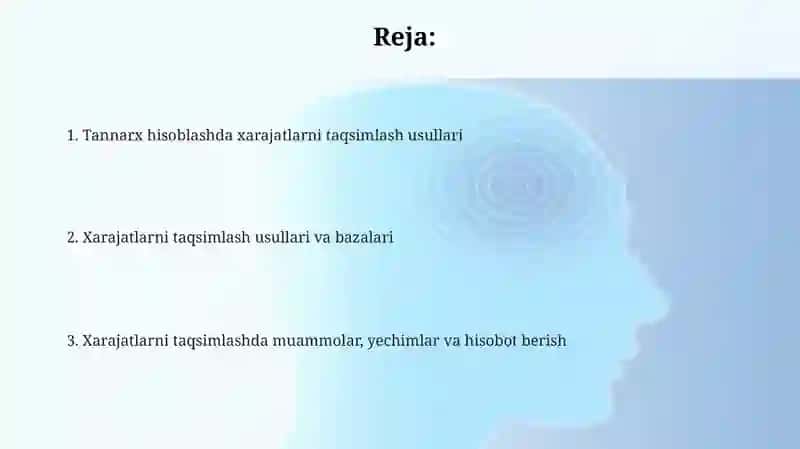 Tannarx kalkulyatsiyasi daxarajatlarni taqsimlash usullari 2
