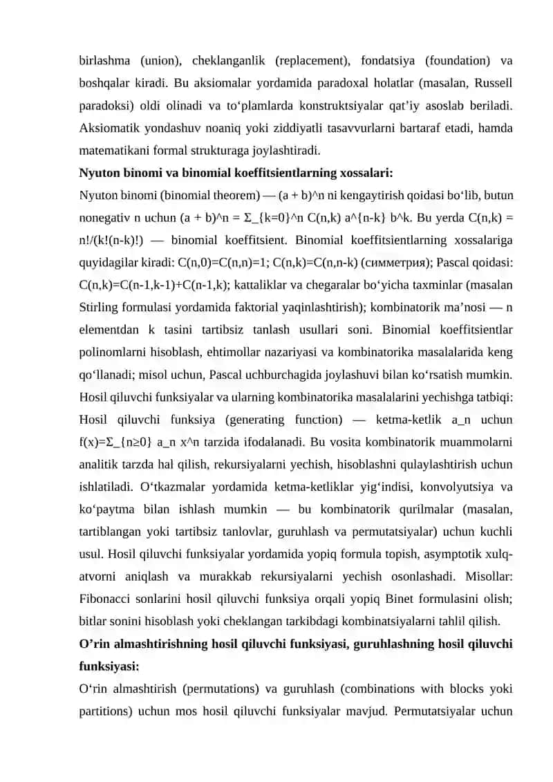 Diskret va uzluksiz, sanoqli va sanoqsiz, chekli va cheksiz to’plamlar 2
