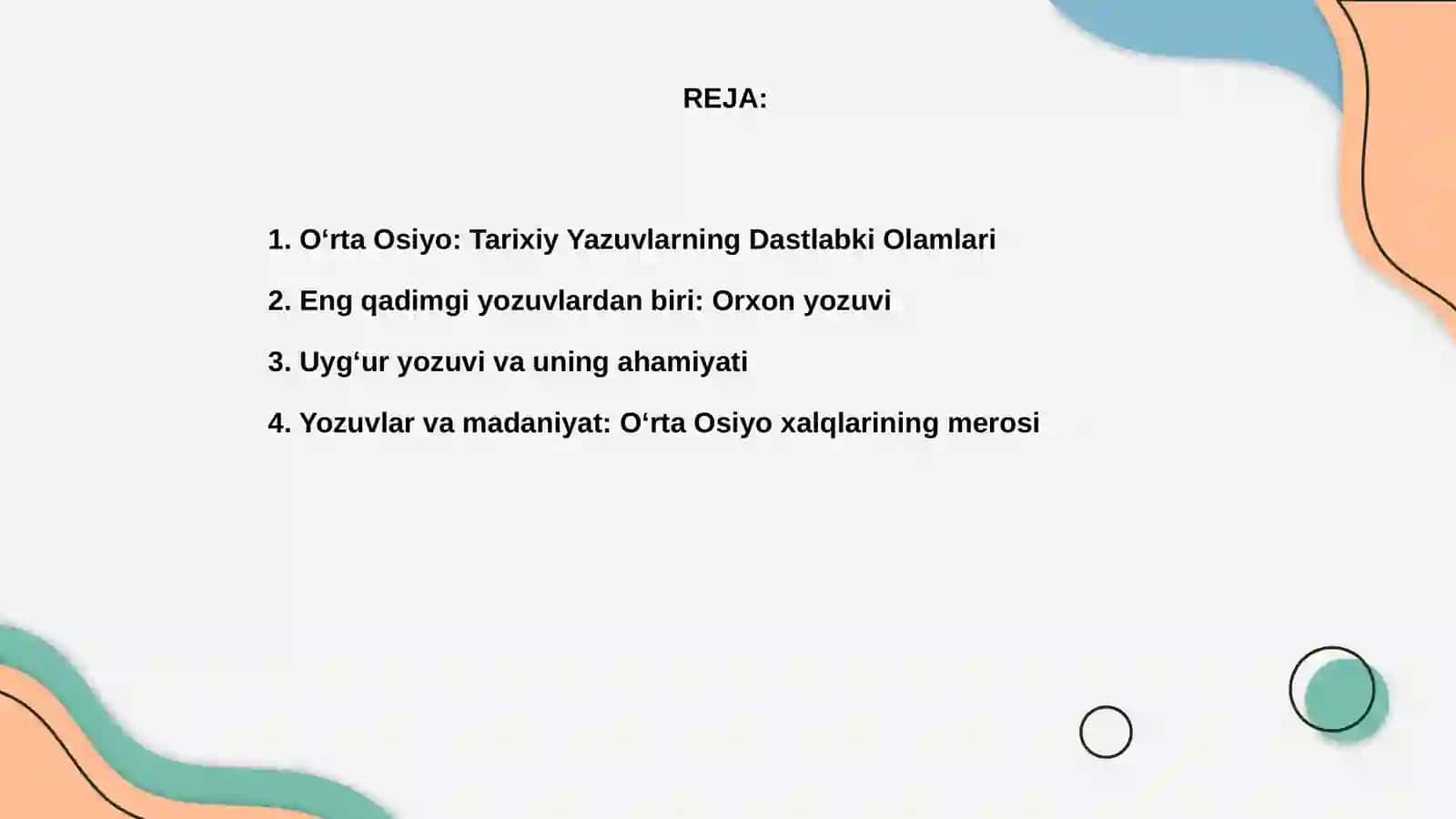 Oʻrta Osiyo xalqlari qollagan eng qadimgi yozuvlar 2