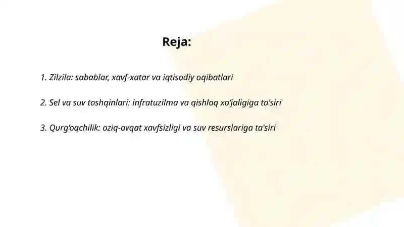 Kuzatilayotgan tabiiy ofatlar va ularning oqibatlari 2