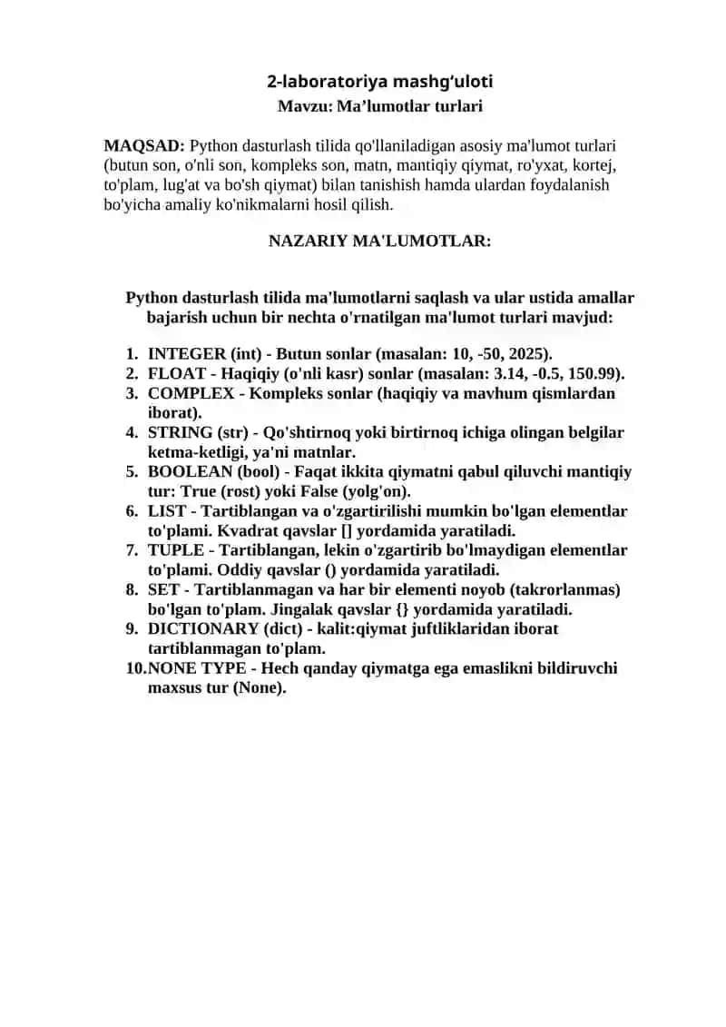 Labaratoriya ishi № 2 2