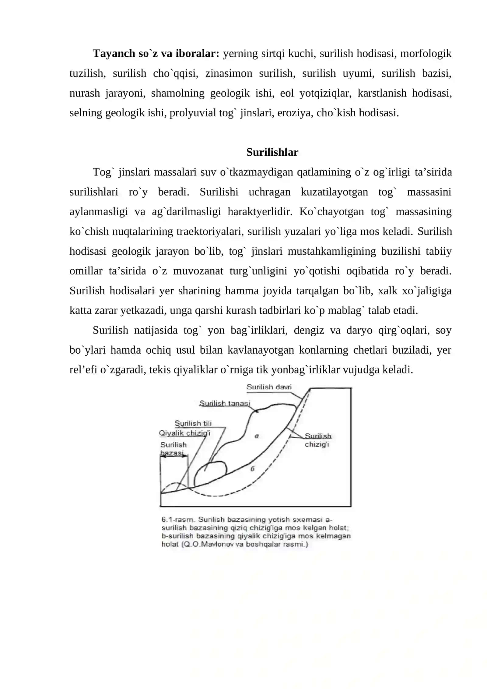 Yerning sirtqi kuchiga bog`liq bo`lgan geologik hodisalar 2