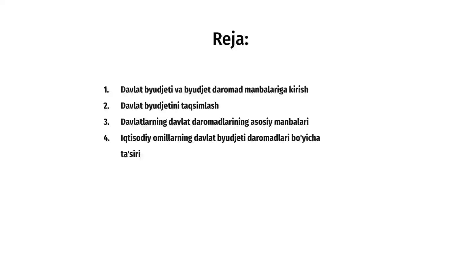 Davlat byudjeti va byudjet daromad manbalariga kirish 2