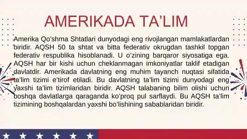 AQSH ta’lim tizimi 2