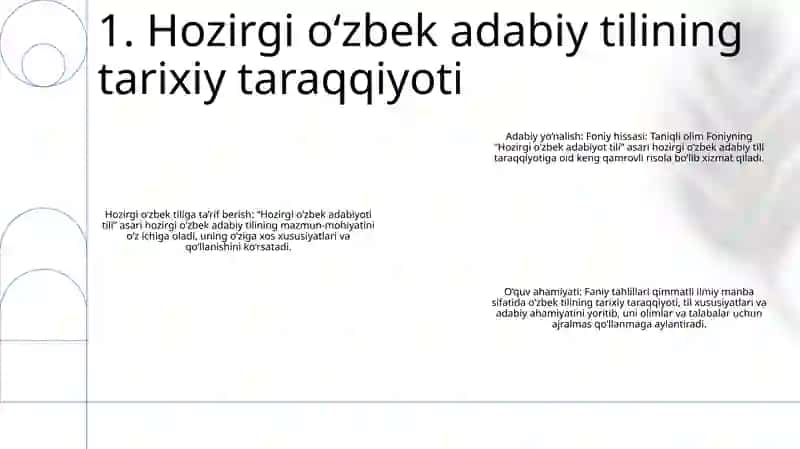 Hozirgi O'Zbek Adabiy Tili Fani,Uning Mundarijasi Va O'Rni 2
