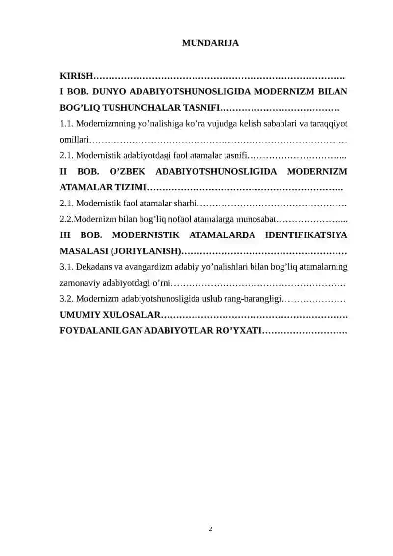 MODERNIZM ADABIYOTIDA ATAMALAR TIZIMI 2