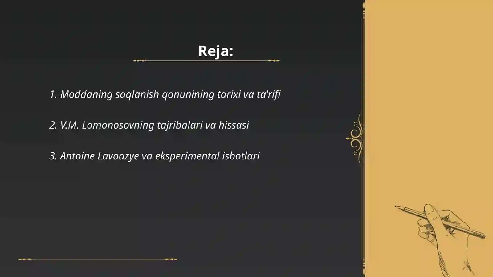 Moddaning saqlanish qonuni va uning yaratilishda olimlarning tajribalari 2