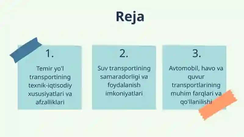 Transportning turli xil turlarida transport-logistika tizimlarining asosiy texnik-iqtisodiy xususiyatlari 2