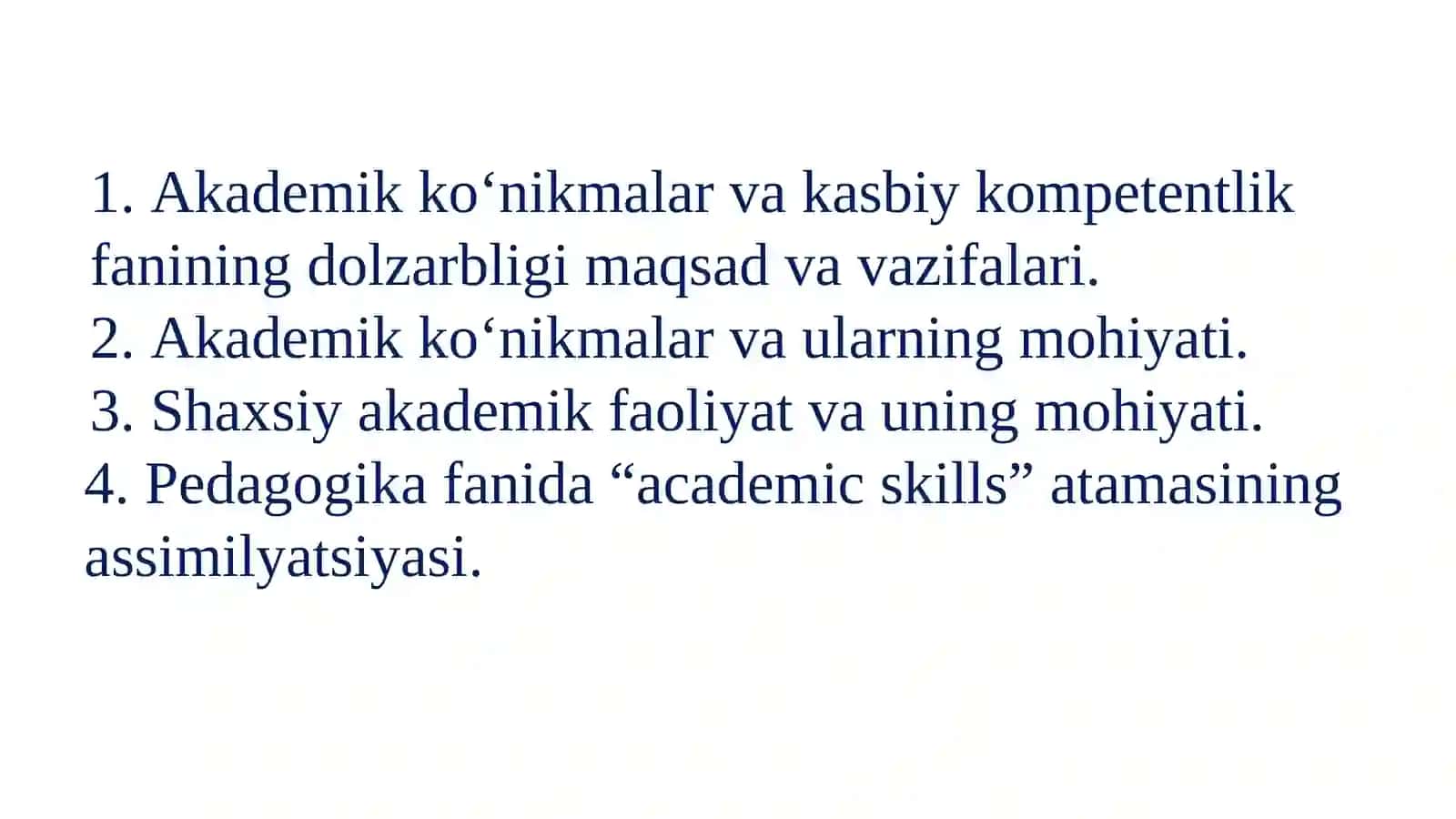 Akademik Ko'nikmalar va Kasbiy Kompetentlik 2