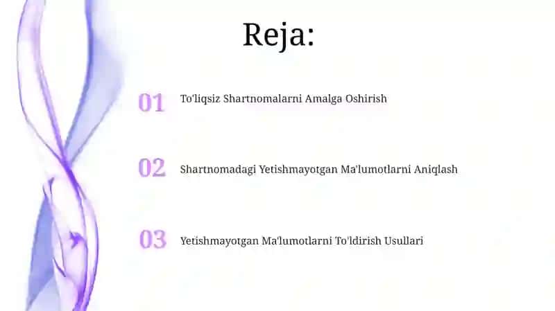To'liqsiz Shartnomalarni Amalga Oshirish 2