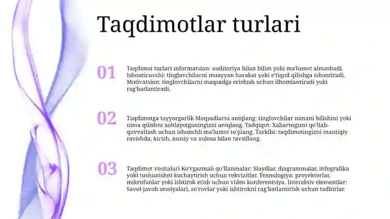 Taqdimot Tayyorlash Va Taqdim Etish Usul Va Vositalari 2