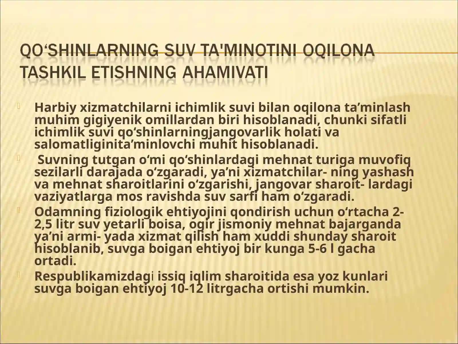 Harbiy xizmatchilarni ichimlik suvi 2