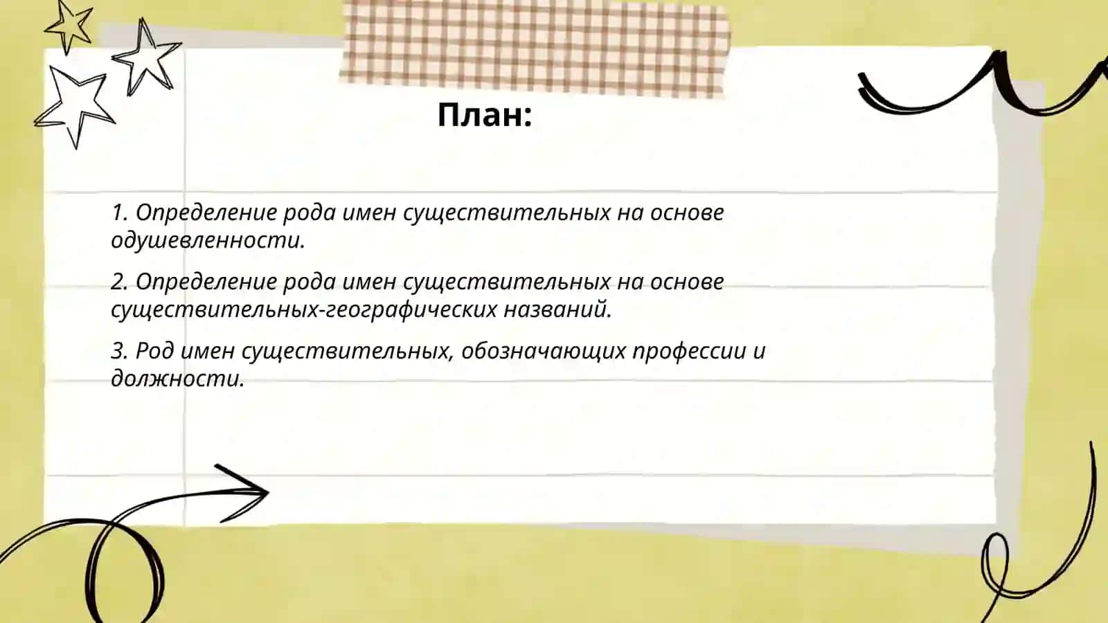 Определение рода имен существительных по значению и окончанию 2