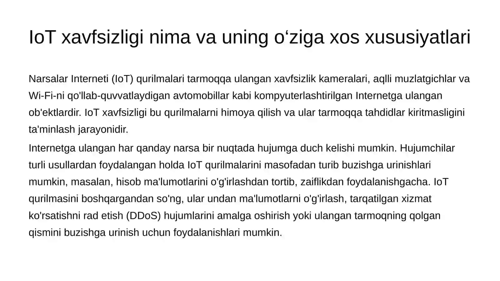 IOT(Internet of things) tizimlarida xavfsizlik muammolari tahlili 2