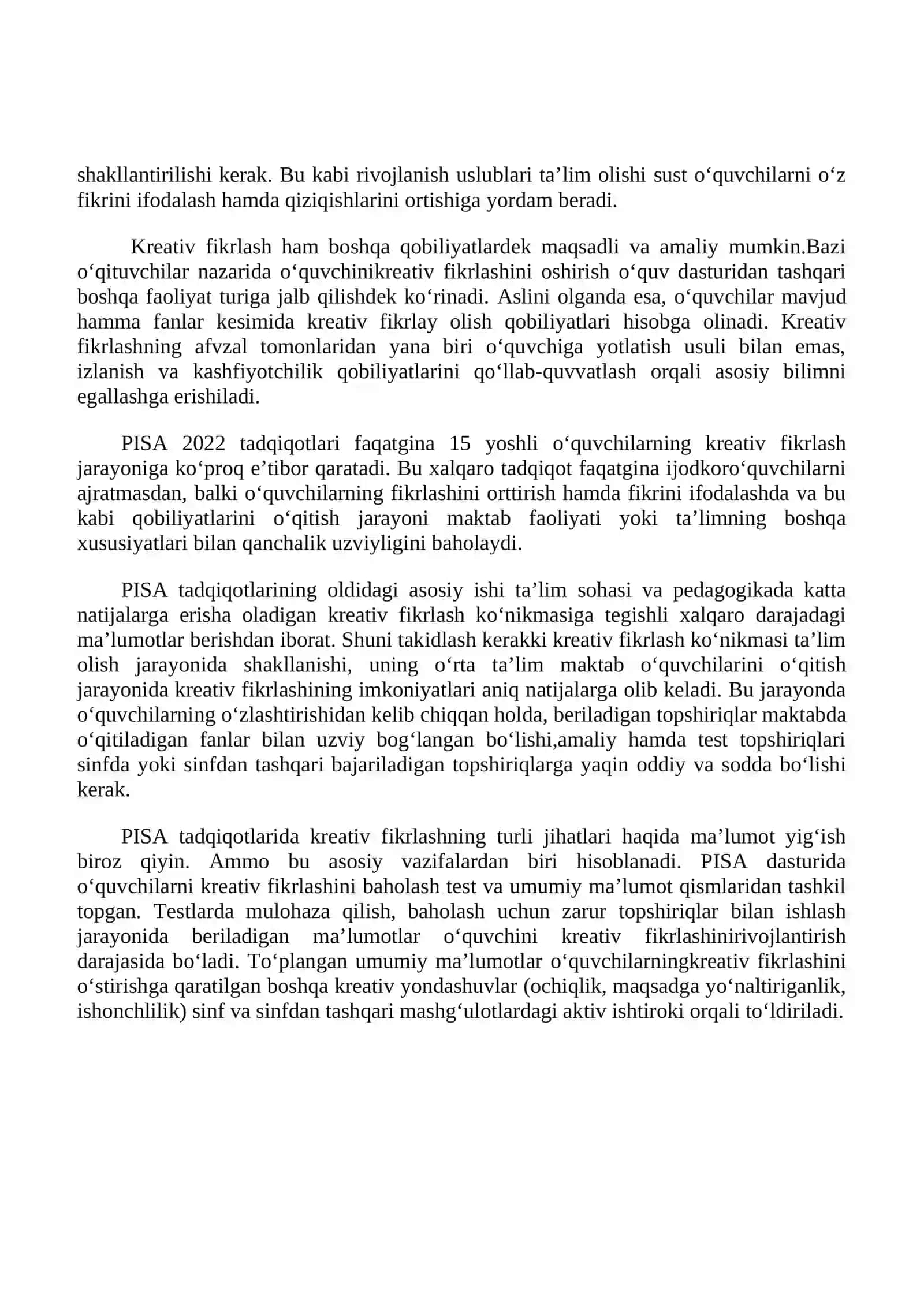 BOSHLANG‘ICH TA’LIMDA XALQARO BAHOLASH DASTURLARINI TADBIQ QILISH 2