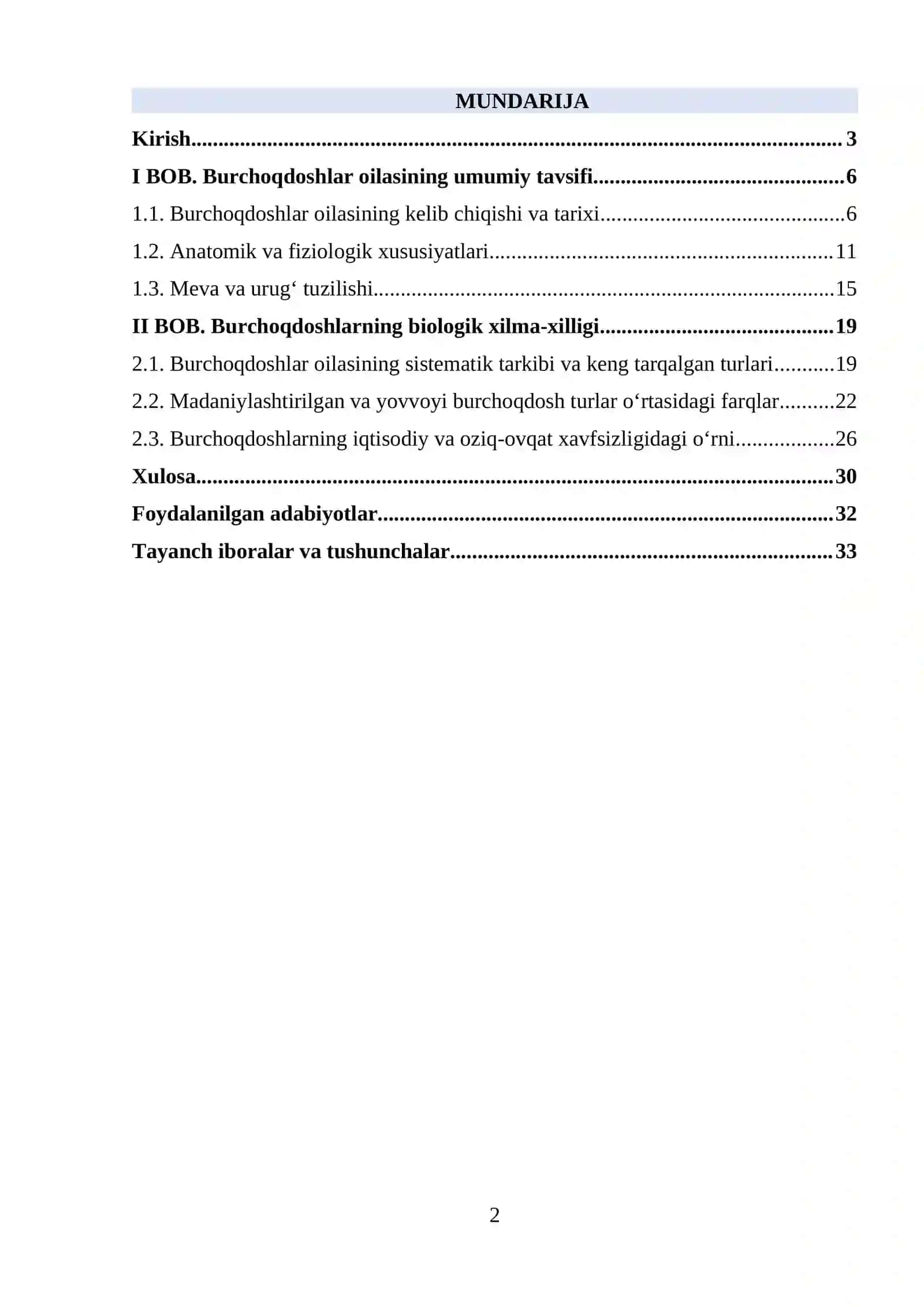 Burchoqdoshlar oilasining umumiy tavsifi 2