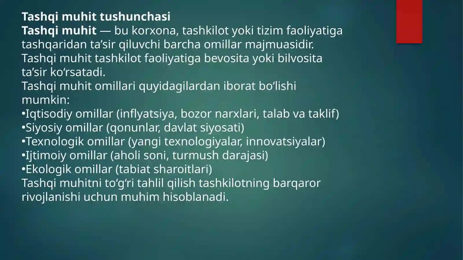 Tashqi muhit tushunchasi 2