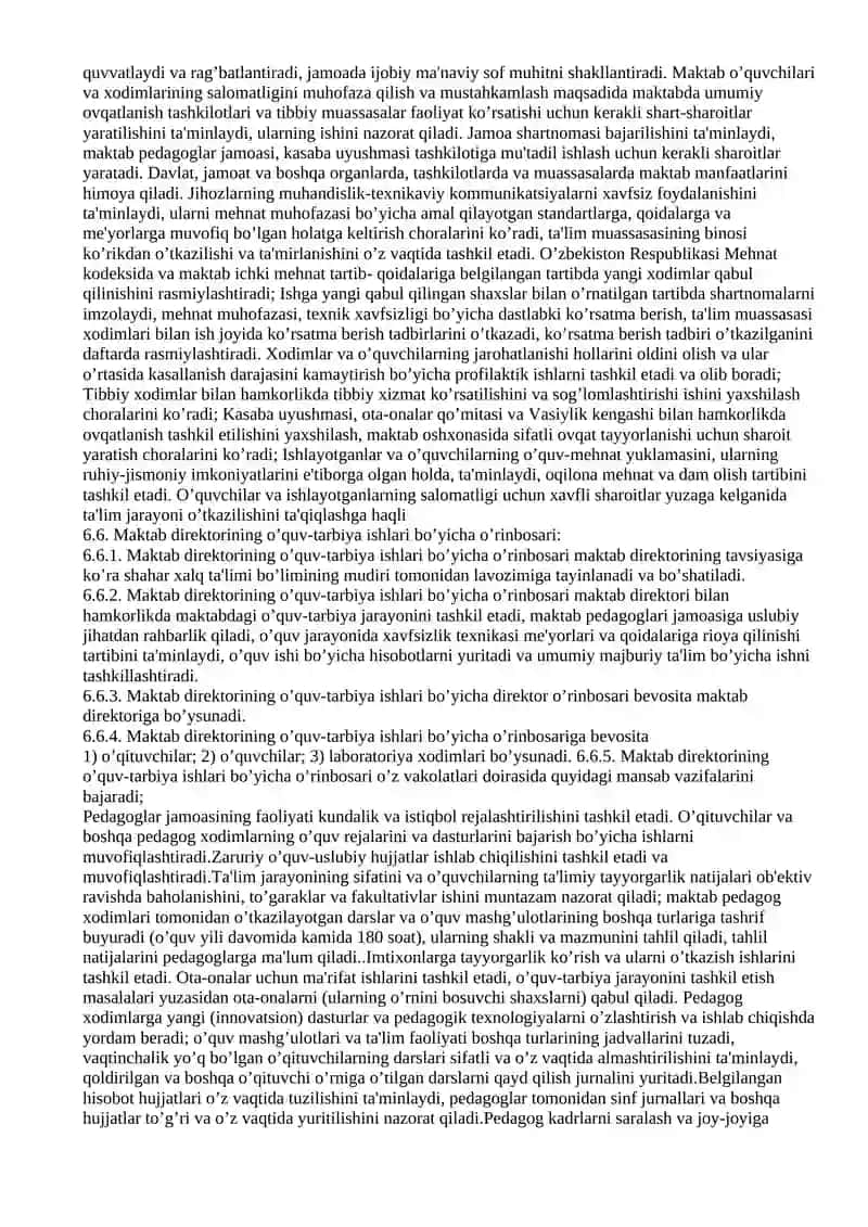 Maktabda ta'lim - tarbiya ishlarini tashkil etish ishlari 2