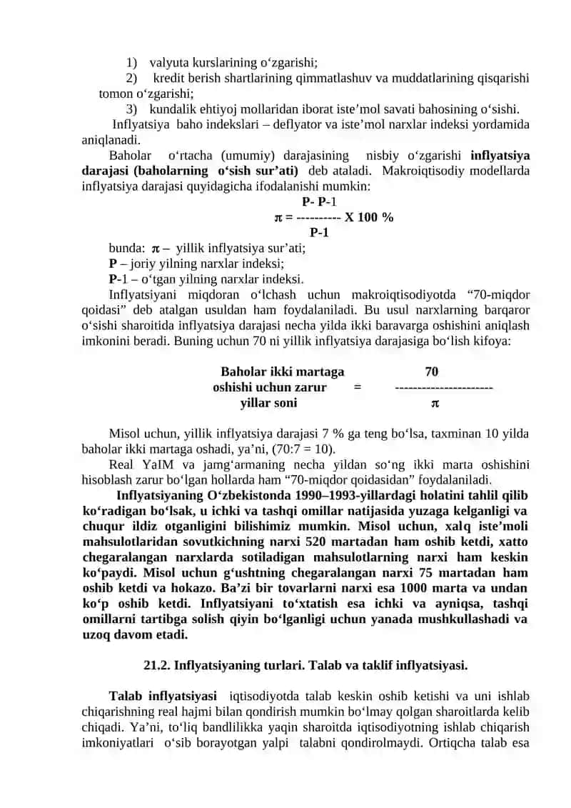 XXI BOB. INFLYATSIYA VA AKSILINFLYATSIYA SIYOSATI 2
