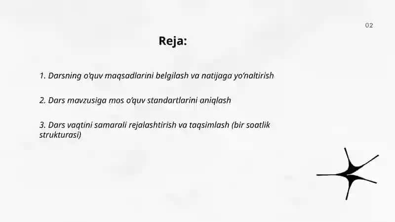 Bir soatlik dars reja konspekti 2