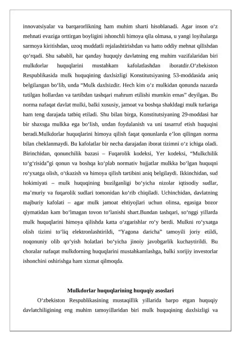 Mulkdorlar huquqlarining kafolatlari 2
