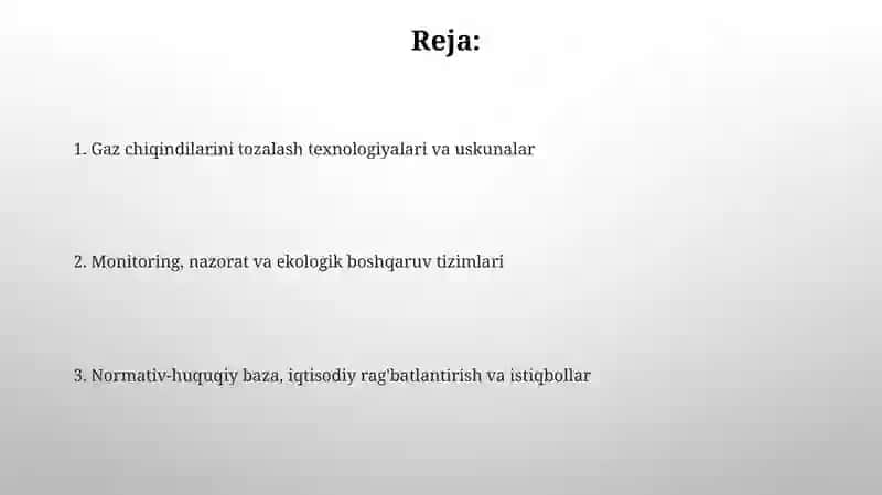 Gaz chiqindilari muhofaza texnologiyalari 2