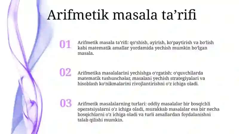 Arifmetik Masalalar Yechishga OʻRgatish 2