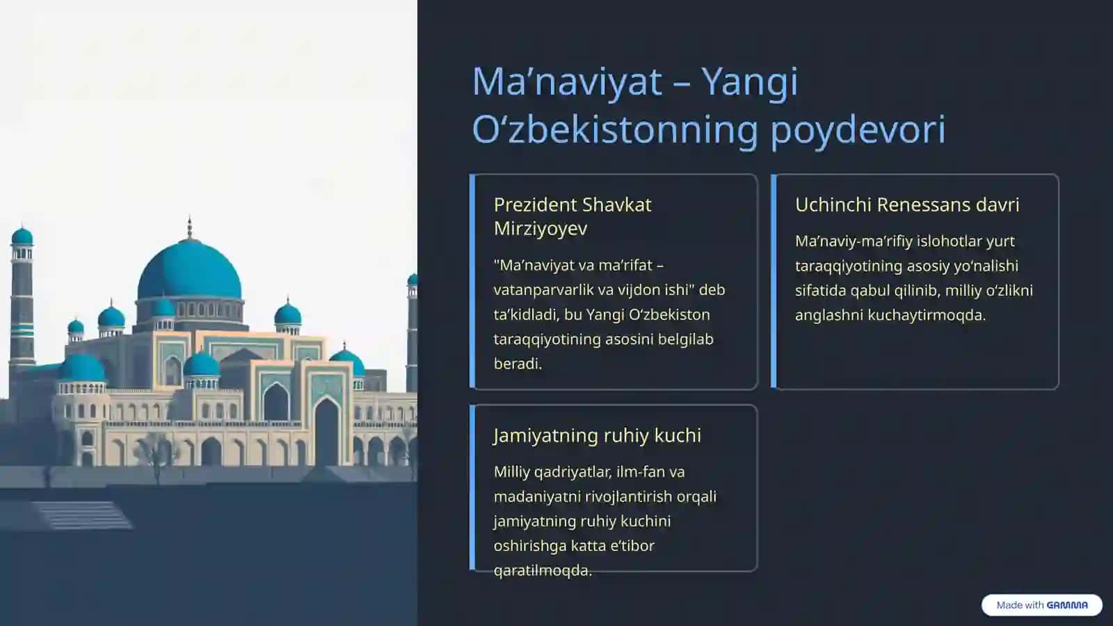 Yangi Oʻzbekistonda amalga oshirilayotgan maʼnaviy oʻzgarishlar 2