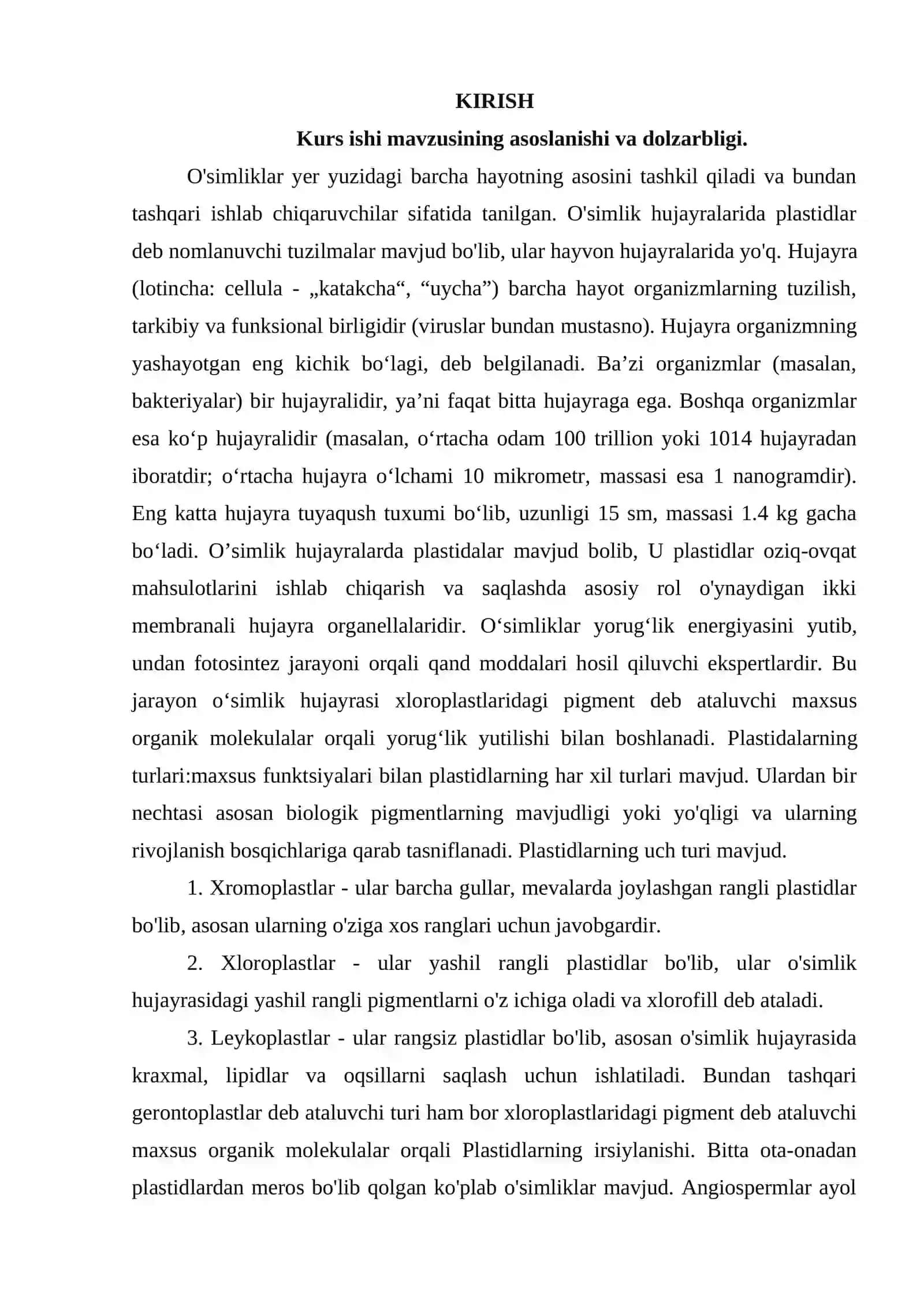 Plastida pigmentlari va ularning fotosintezdagi roli 2