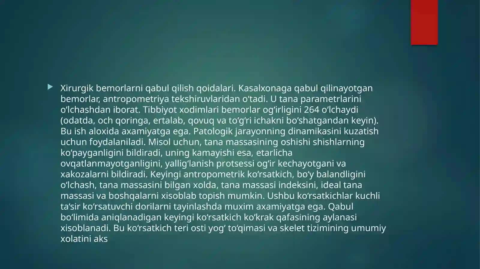 XIRURGIK BEMORLARNIQABUL QILISH.SANITAR ISHLOV BERISH.SARALASH 2