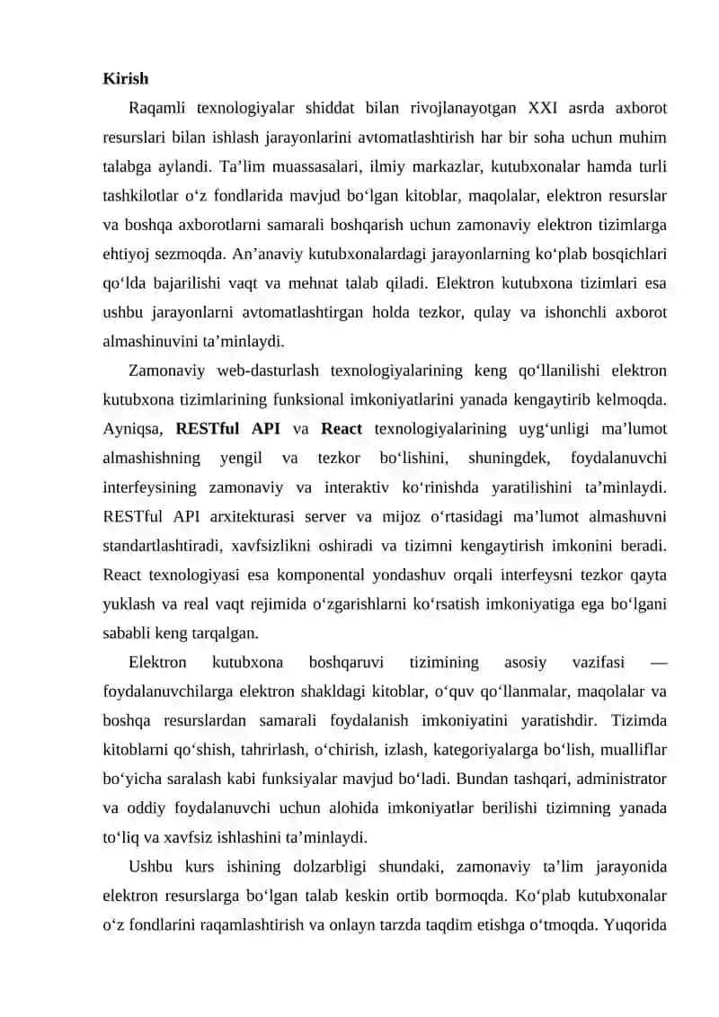 Elektron kutubxona tizimi yaratish 2
