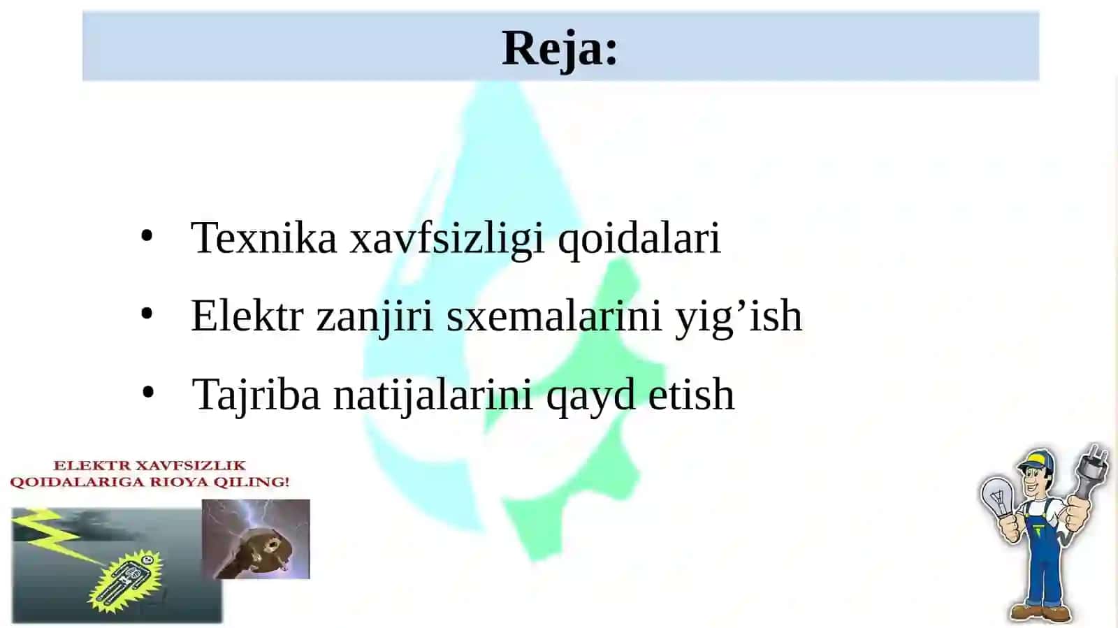 Elektr texnika va elektronika texnikaxavfsizligi qoidalari 2