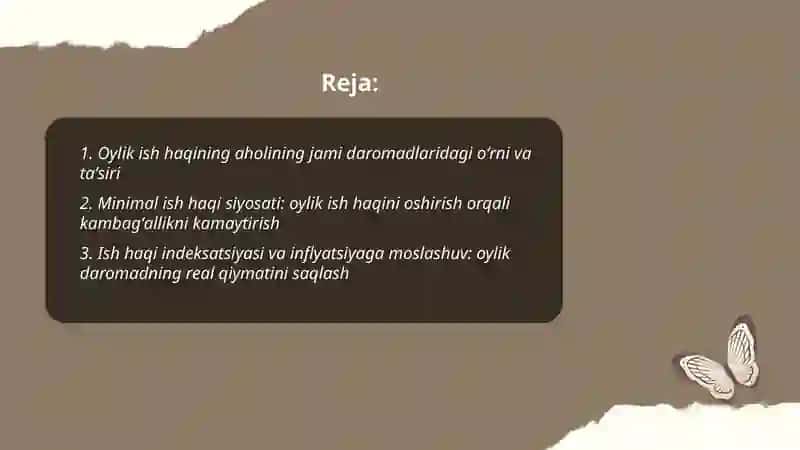 Aholi daromadlarini oshirishda oylik ish haqini oʻrni 2