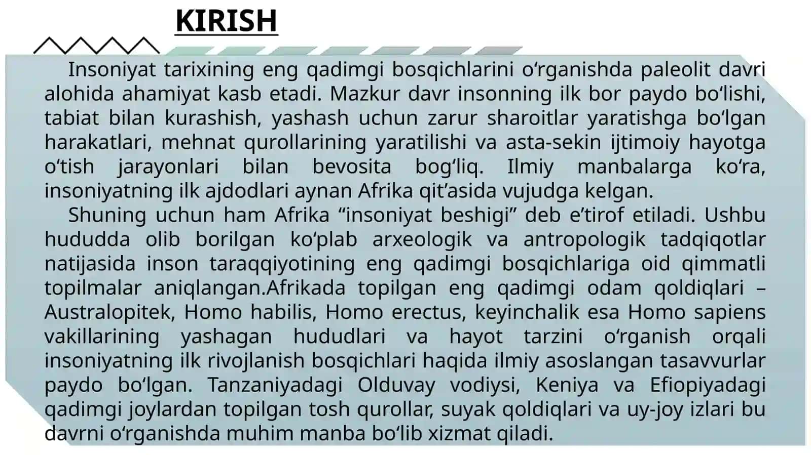 Afrika paleoliti. Afrika hududidan topilgan eng qadimgi odamlar 2