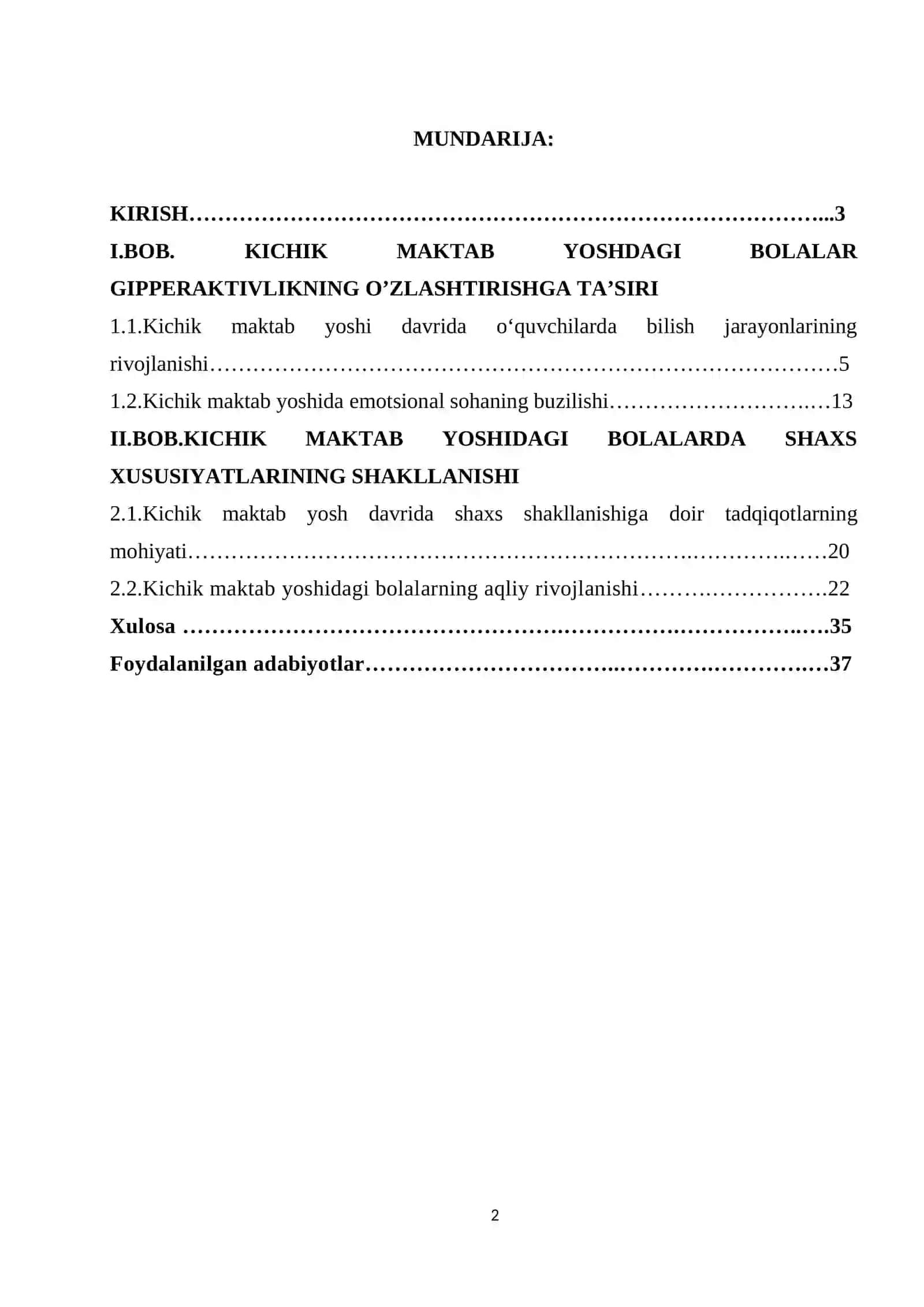 KICHIK MAKTAB YOSHDAGI BOLALAR GIPPERAKTIVLIKNING O’ZLASHTIRISHGA TA’SIRI 2